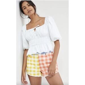 Farm Rio Checkered Gingham Colorful Denim Shorts